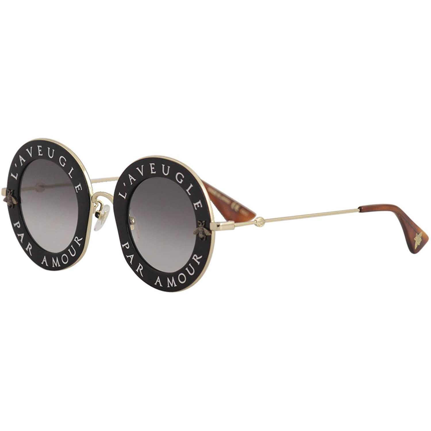 Gucci GG 0113S 001 Black & Gold w/Grey Gradient Sunglasses